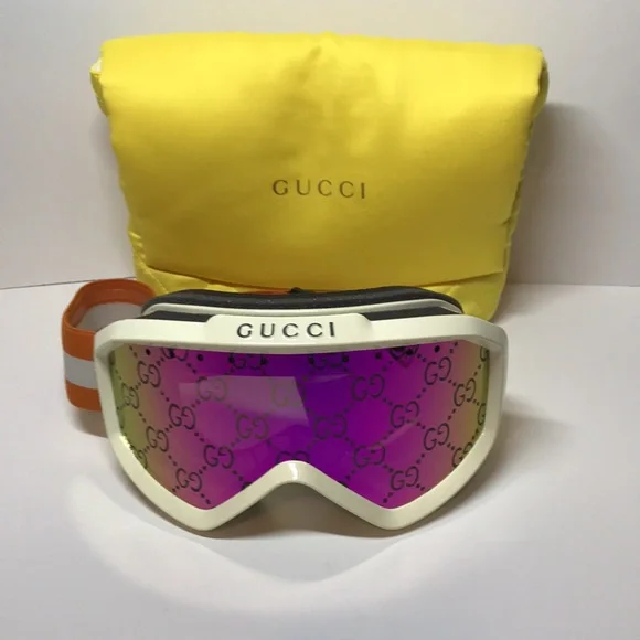 New Authentic Gucci GG Logo Ski/Snow Goggles Pink Iridescent Lens – New in Box - Picture 3 of 14